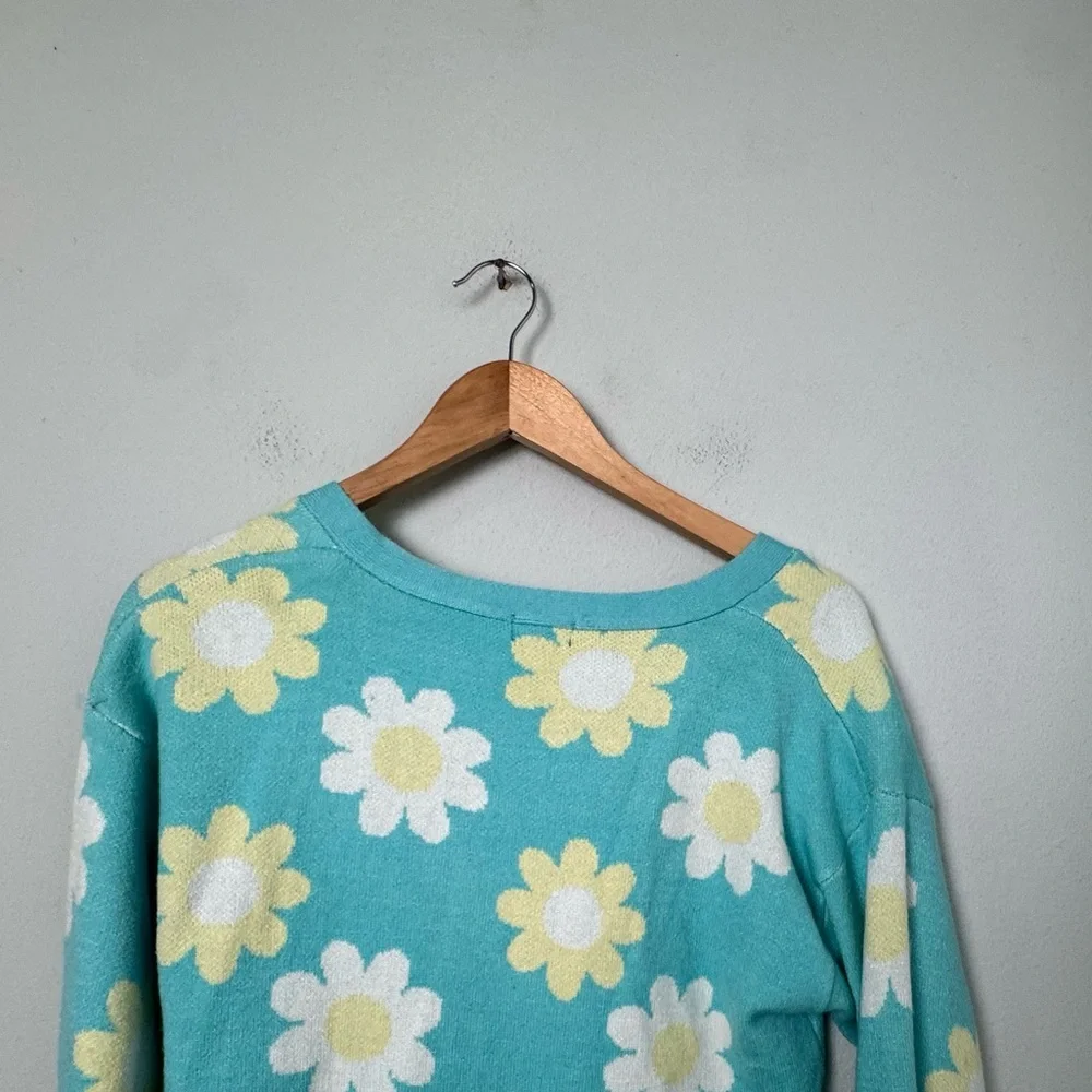 NWT Art Class Daisy Floral Print Blue Cardigan Sweater‎ Button Down XXL 18 Girls